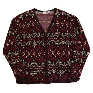 Vintage Queen of Hearts Knit Zip Up Sweater